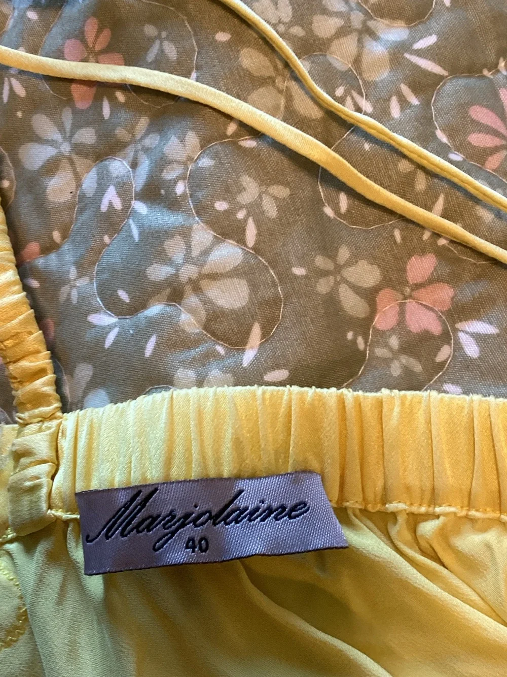Marjolaine Yellow Lace-Trim Satin Chemise 40 - S